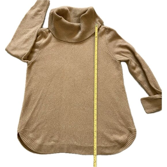 Tahari Women’s Medium Sweater Camel Turtleneck Cowl Neck Soft Cozy Stretchy - Picture 4 of 14